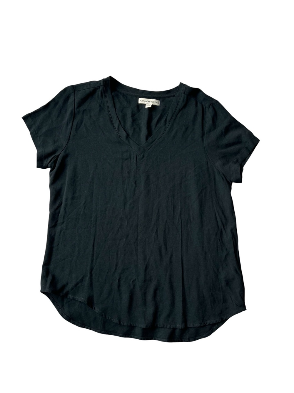 Alexander Jordan Women’s Black Short Sleeve V - Neck Tee Shirt Size L - Picture 5 of 14